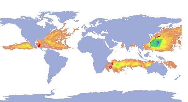 карта рисков исчезновения млекопитающих